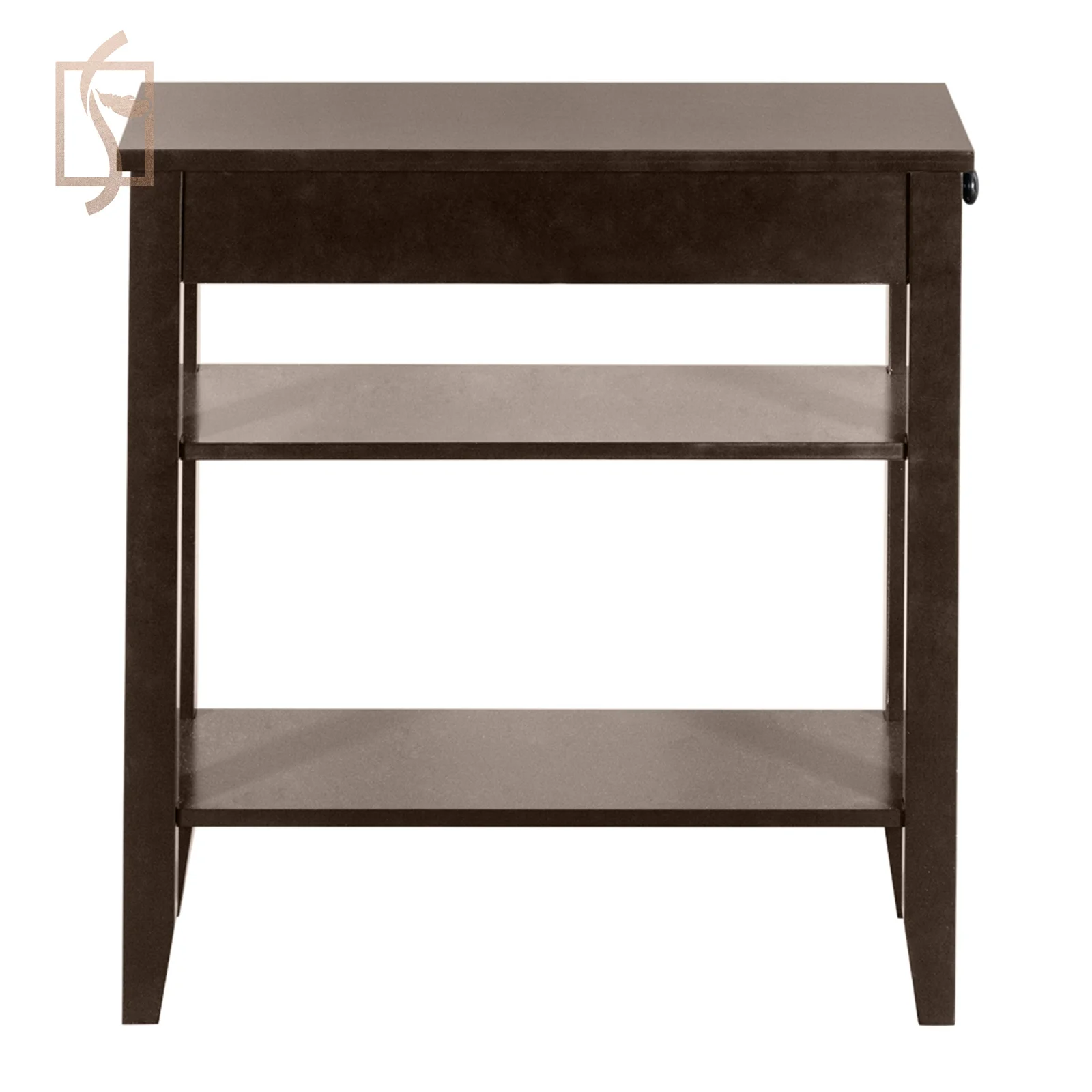 Кофейного цвета двухслойный прикроватный столик с ящиками коричневый ночной
