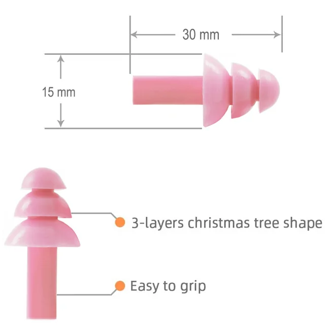 Soft Silicone Reusable Earplugs 32dB Waterproof Earplug Swimming Earplug