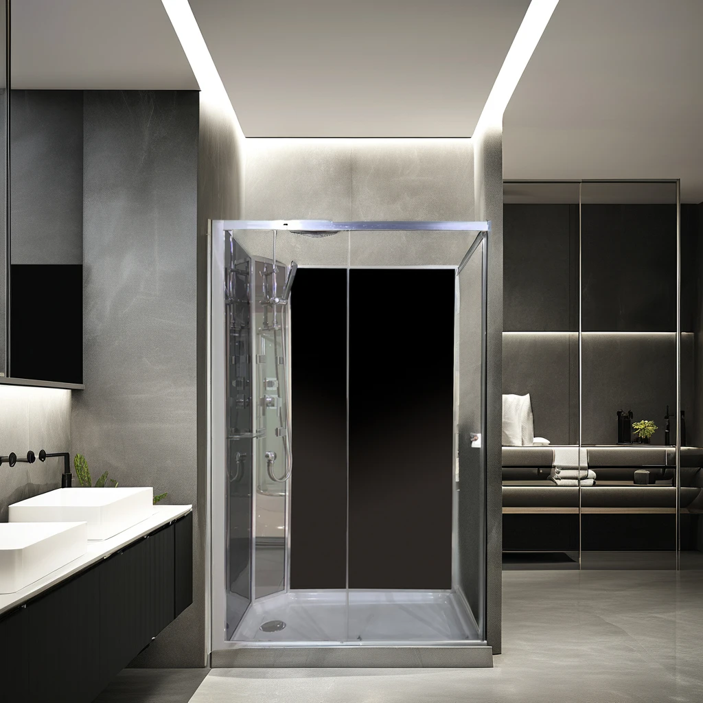 cheap  price 80x80 square  Chrome Aluminum Complete clear glass shower cabin quick install shower cabin