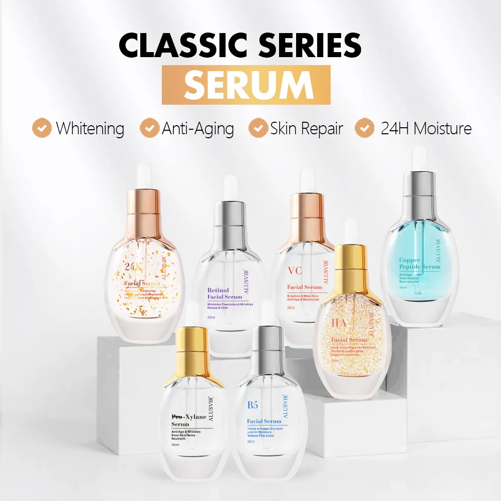 Custom Brand 24k Gold Serum Whitening Moisturizing 24k Gold Hyaluronic Acid Facial Essence Products Korean Skin Care Serum