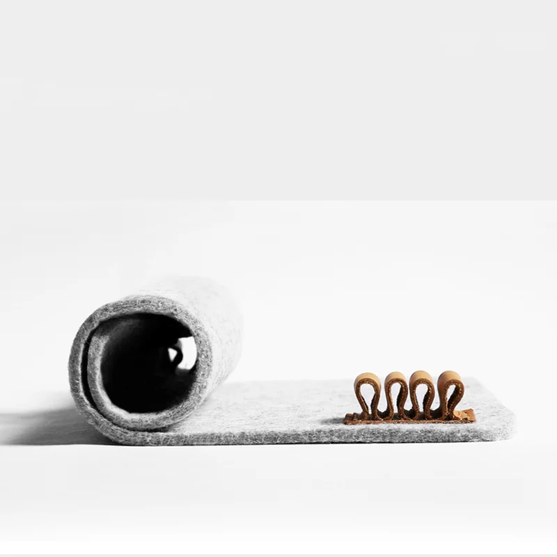 Hot sale Office mat mouse pad office felt desk pad felt laptop mouse pad with leather loop