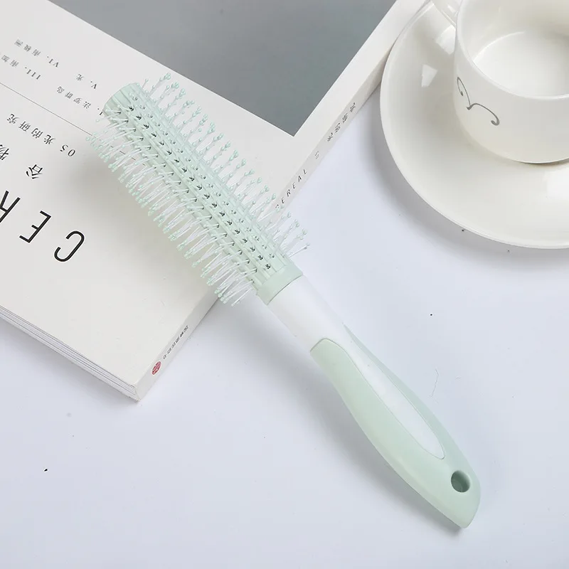 
curly hair salon round roller comb simple color matching massage round roller comb horn comb 