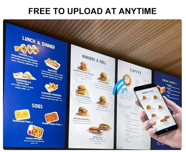 4k Hd Tablettes Menu Digital Display Screen Restaurant Hanging Digital Menu Board Displayer Lcd Digital Menu Board