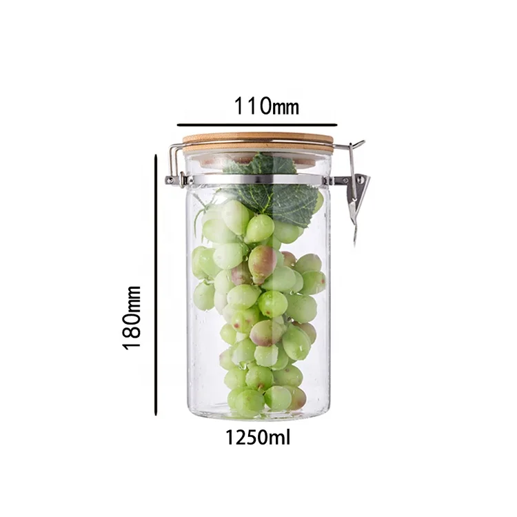 Klarglas Vorrats glas Kaffeebohne & Küche Lebensmittel behälter mit natürlichen hochwertigen Bambus deckel luftdichten Glas