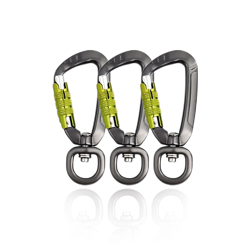 Custom Factory Price Heavy Duty Hiking 7075 Aluminum  Climbing Multi Tool 4kn Swivel Carabiner Hook For Dog Leash