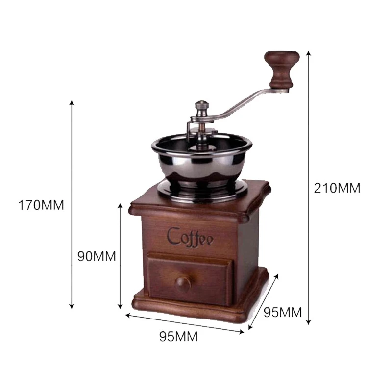 Hot SaleManual Coffee Grinder Wood Vintage Antique Hand Crank Coffee Mill Retro Style Coffee Grinder  Portable Espresso Grinder