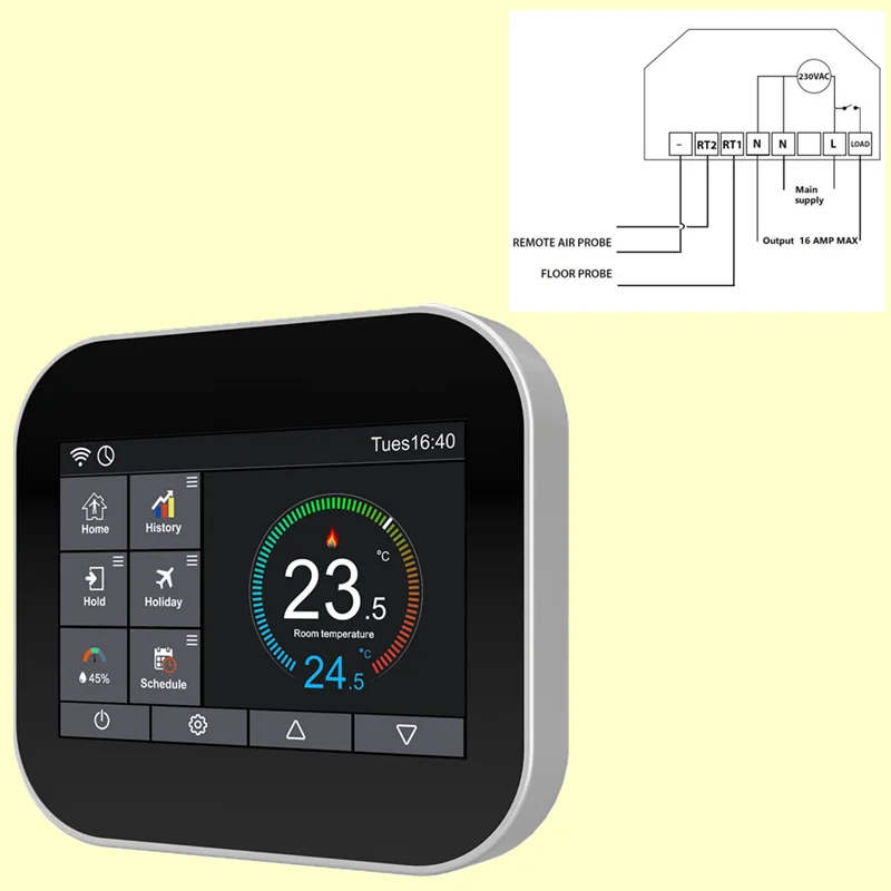 24V touch screen wireless underfloor heating thermostat