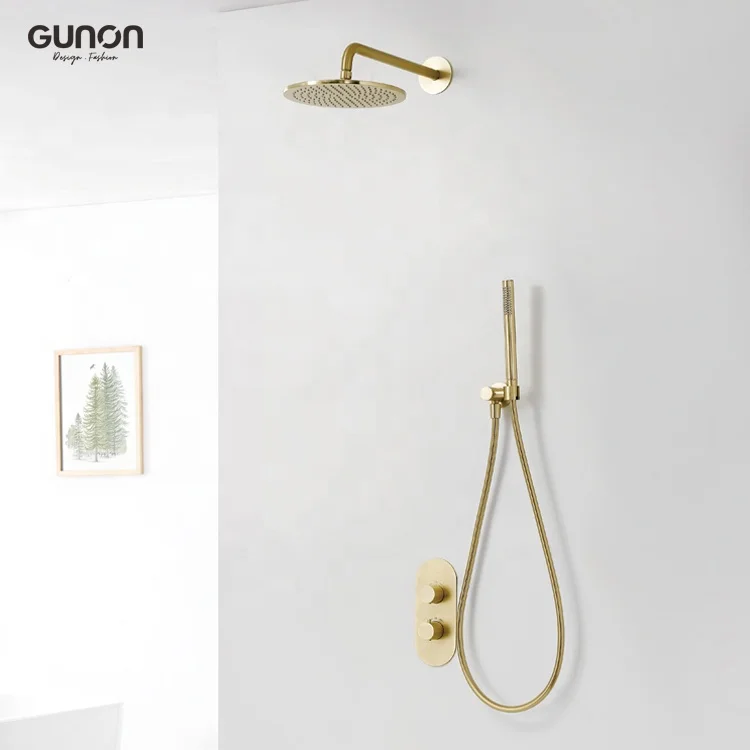 Luxurious wall-mounted rainfall  and water saving concealed  thermostatic shower mixer set