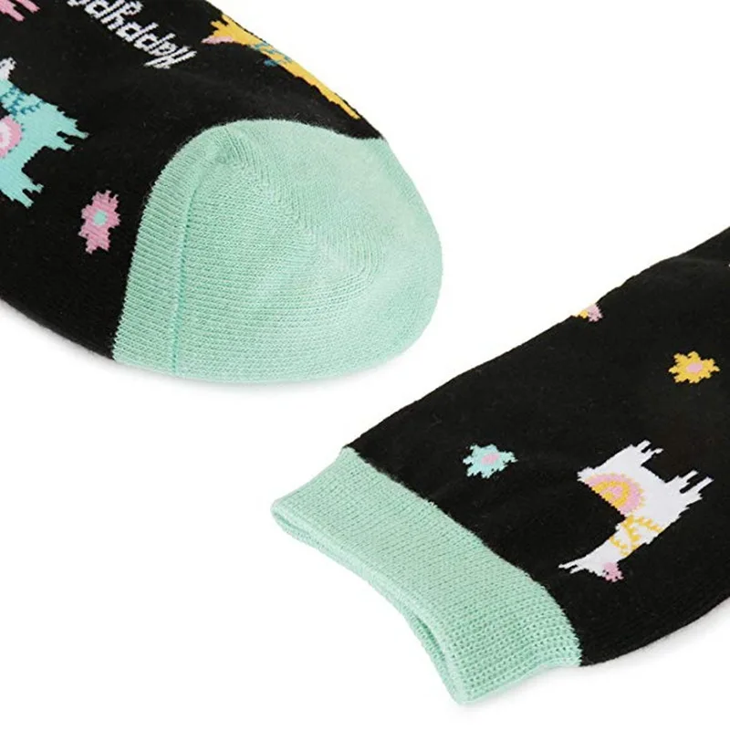 Funny Animal Llama Church Christmas Socks for Women Men Cozy Cotton Alpaca Pattern Crew Socks