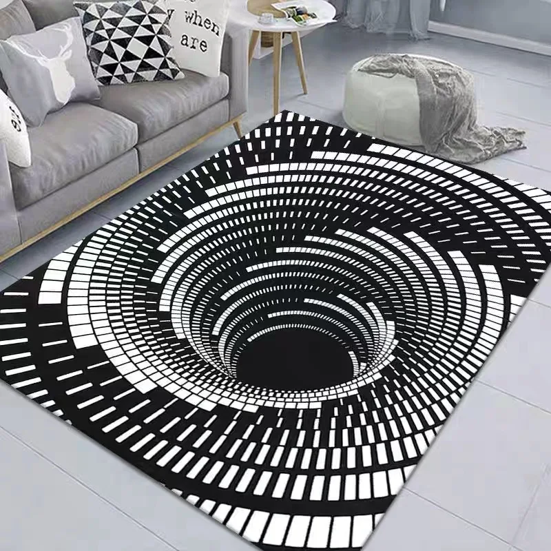 63 inch 3D Illusion Rug Non Slip Soft Flannel Carpet 3D Black Hole Vision Fluffy Doormat Rug (1600355839649)