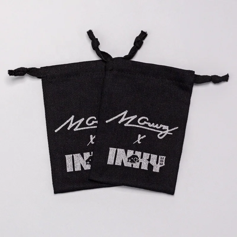 Wholesale Grosgrain Ribbon Canvas Cotton Gift Jewelry Packaging Pouch Twill Cotton Bags