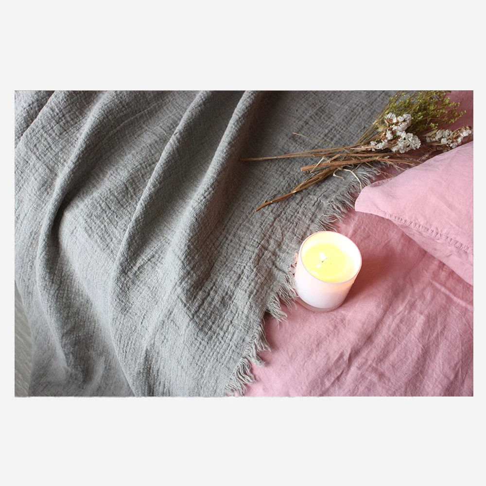  LZ pure 100% flax bed modern linen throw