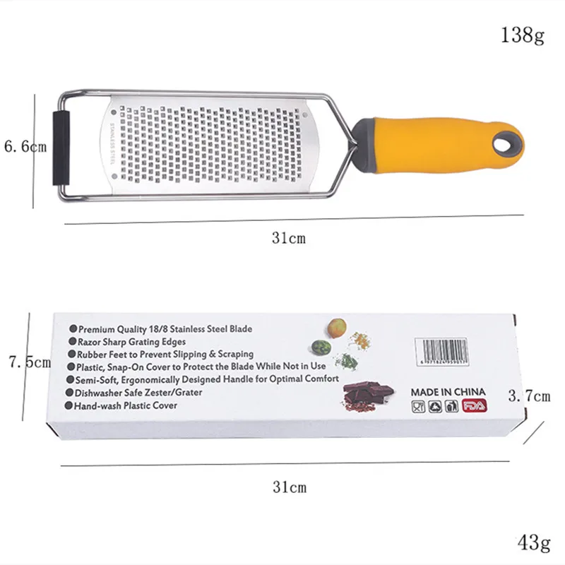 2024 Multifunctional Cheese Vegetable Grater With Long Handle Lemon Citrus Zester & Shredder Stainless Steel Slicer For Kitchen