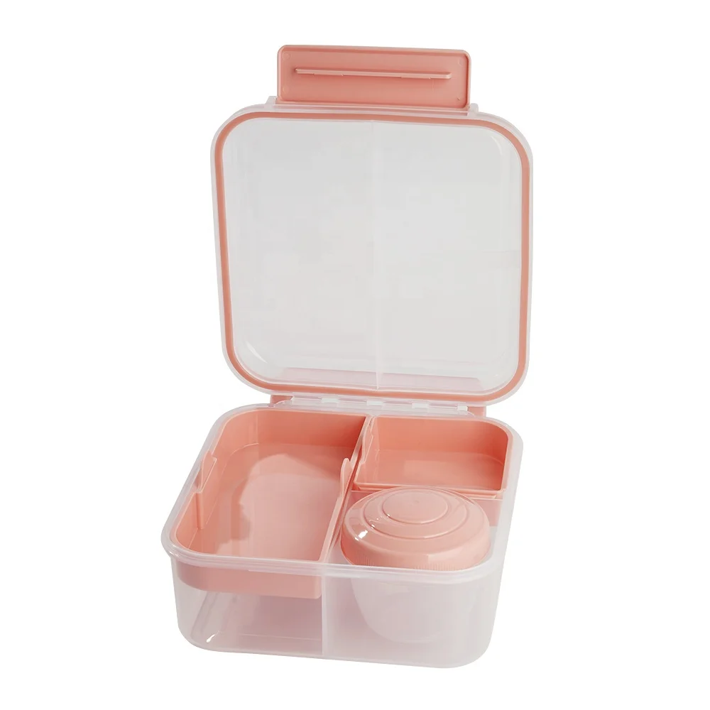 Lightweight Food Container for fruit and vegetable 1.25L multi grid PP lunch box with handle for home and outdoor