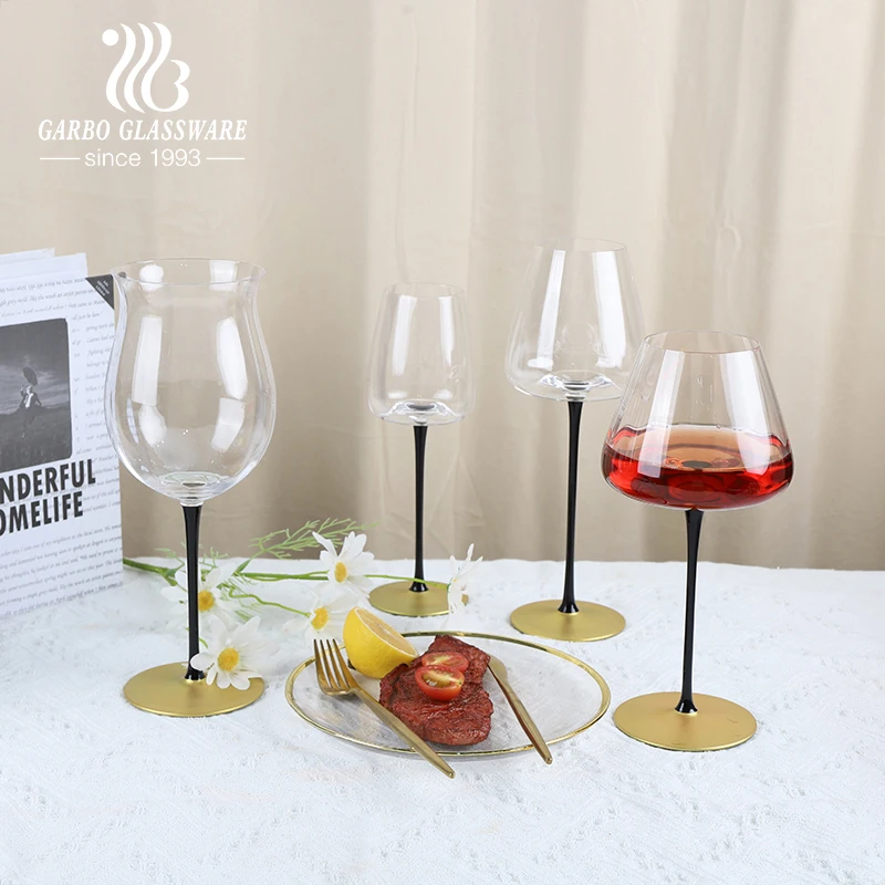 245ml wine glass with black stem colored stem wine glass long stem wine glass