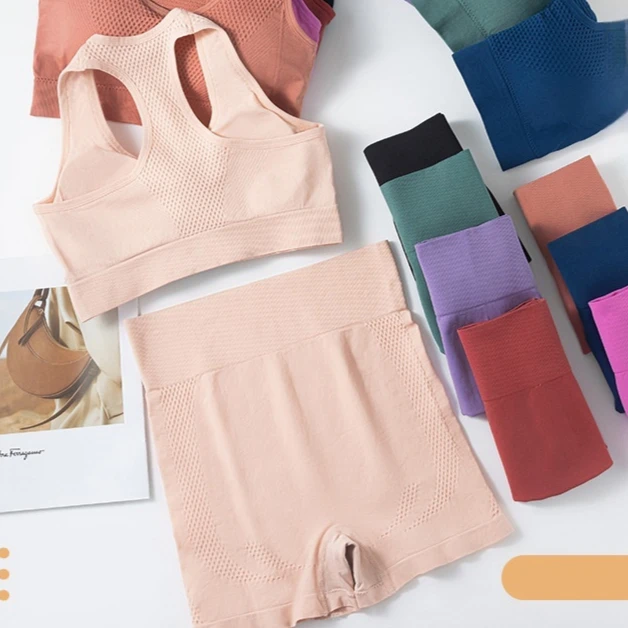 hot sale 2 Piece Set Women Gym Sports Bra Two Piece Outfits Set Gym Fitness Yoga bra Seamless women yoga set