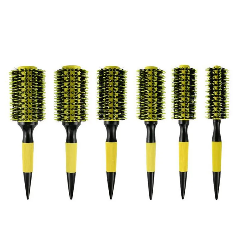 MJ Brazil Hair Brush Ceramic Barrel ABS Handle Boar Bristle Drying Thermal & Ionic Roll Styling Hairbrush