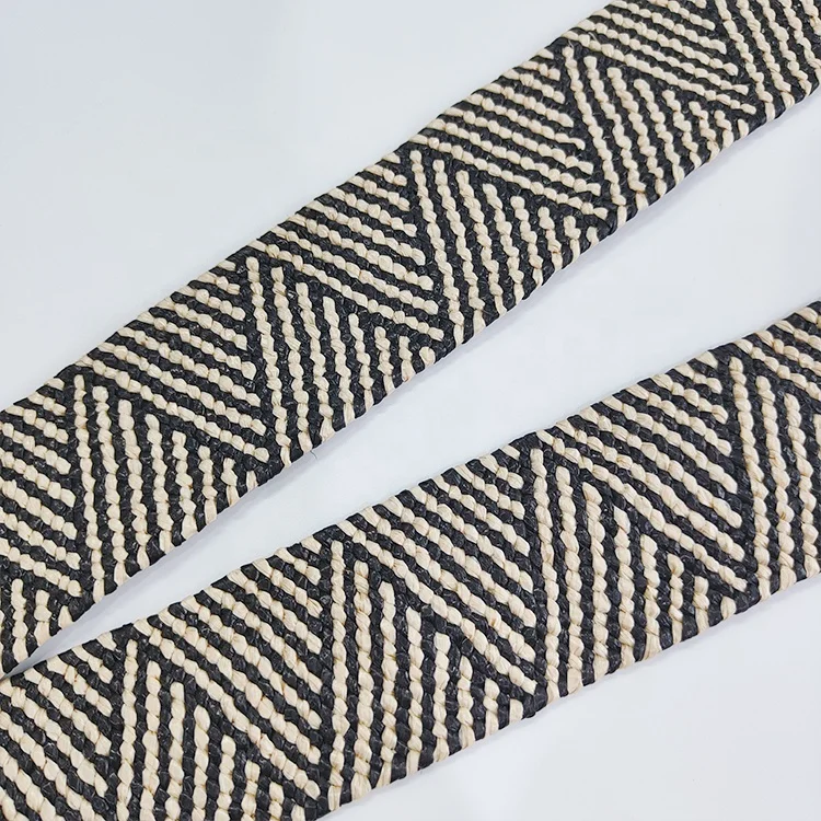 OEM Fashion PP Grass Woven Round Buckle Woven Braided Belt Waist Belts Women Ladies For Dress Accessories