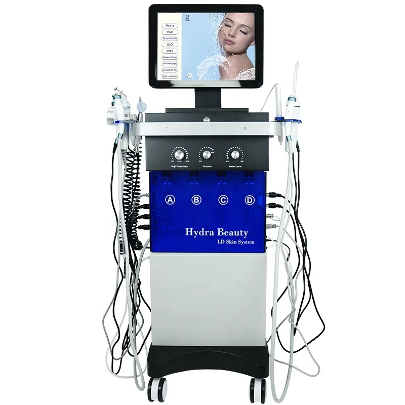 High quality 14 in 1 vertical hydrogen dermabrasion oxygen jet peel multifunctional skin care machine