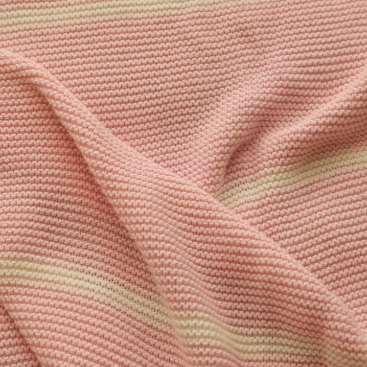 Custom double bed couch sofa 100% wool cotton linen throw knitted baby blanket for autumn and winter