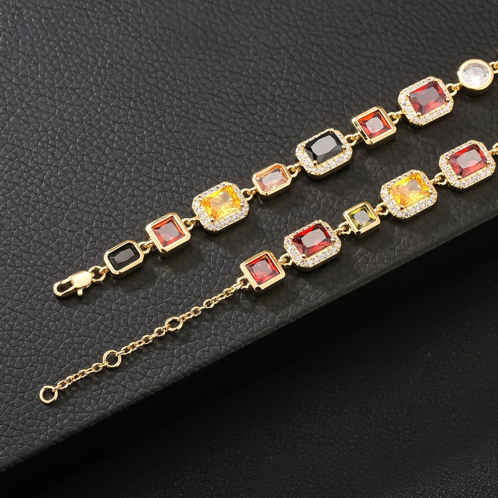 Sparkly Multi Gemstone Choker Chain 18K Real Gold Plated Brass Jewelry 10MM Colorful CZ Rainbow Gem Stone Necklace for Women Men