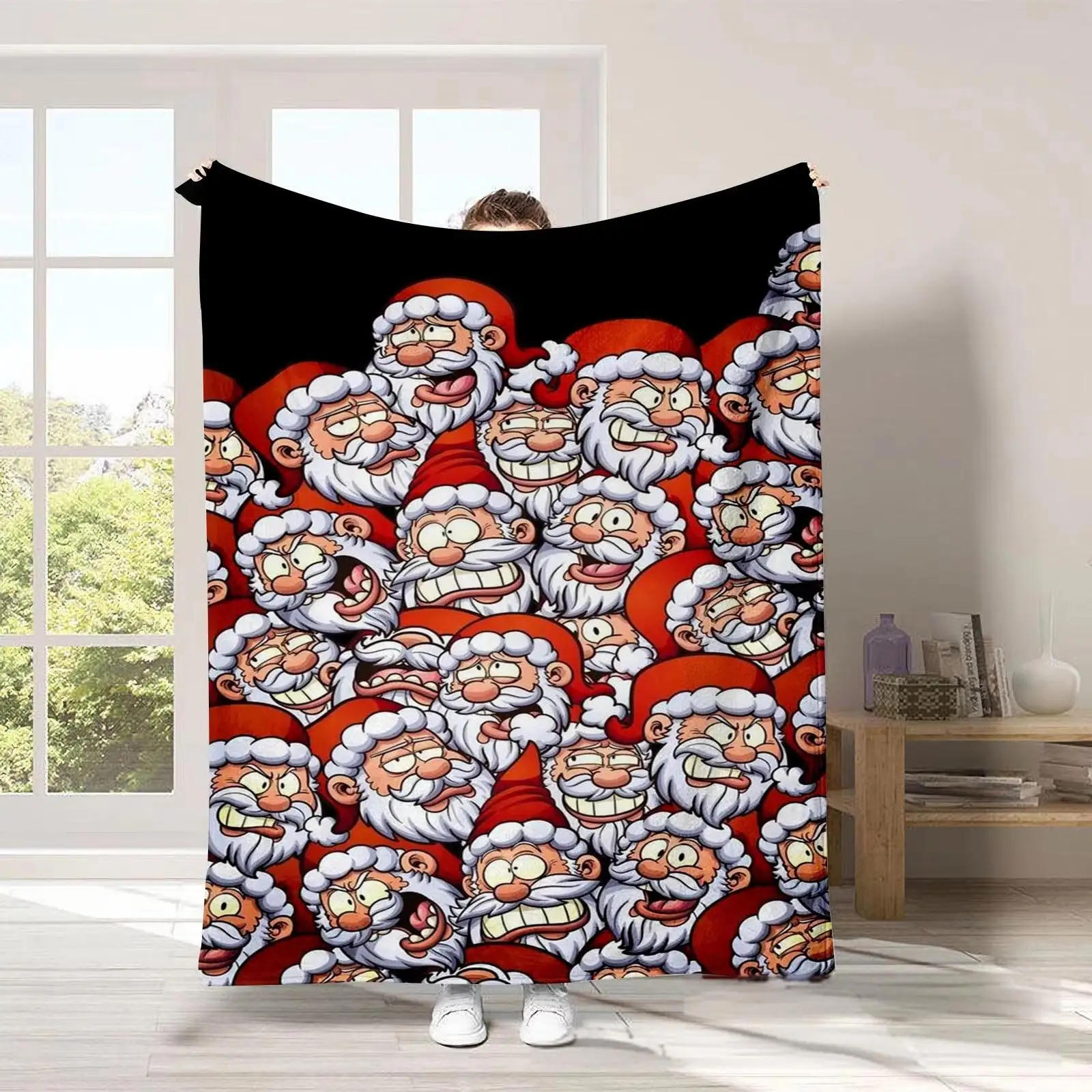 Christmas Office Nap Blanket Student Baby Flannel Cover with Animal Cartoon Geometric Festival Patterns