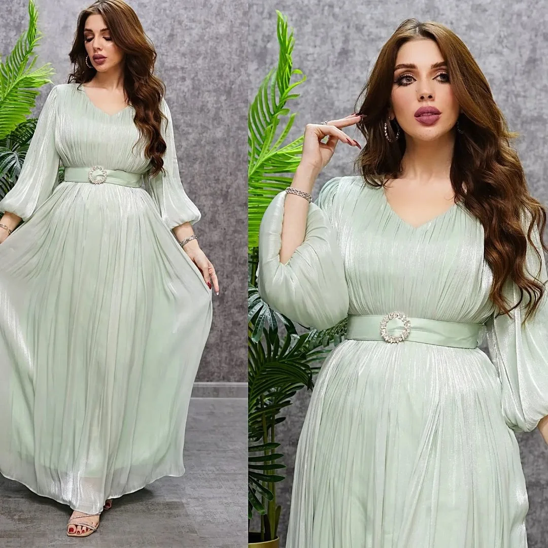 2024 Latest Designs Turkey Ethnic Clothing Eid Muslim Women Dress Shiny Party Abaya Robe Femme Musulmane Kaftan Islamic Dubai