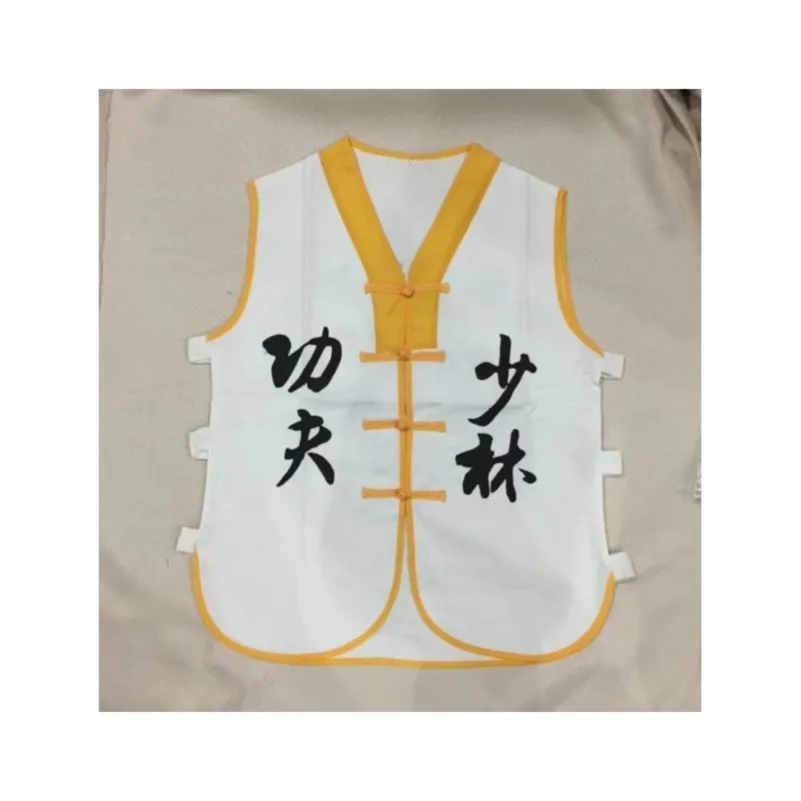 Shaolin Kung Fu Luohan Jacket OEM Vest Uniform Canvas Yarn Sleeveless Monk Short Martial Arts Wearing