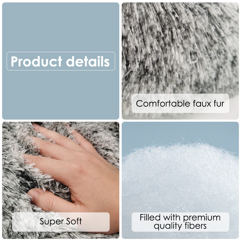 Faux Fur Pet Comfortable Washable Super Soft handmade Donut Pet Dog Bed for Large dog Warm Round Customized Fluffy Plush Dog Bed