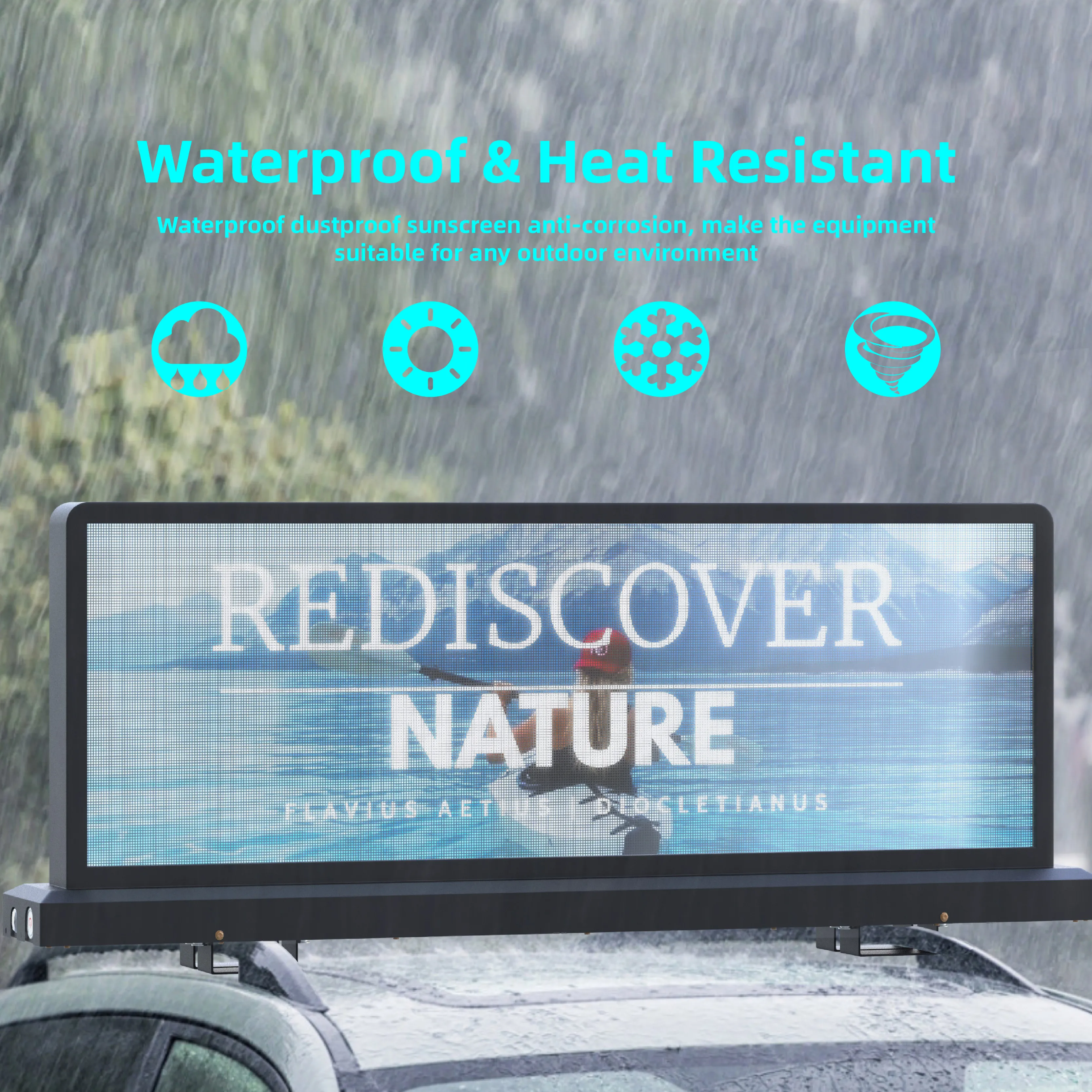Taxi Top LED Display Car LED Screen Ultra Thin LED Dual Side  Wifi GPS  Advertising Screen