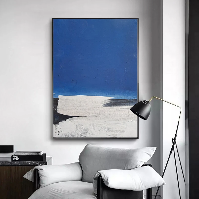 Abstract 2 Single Panel Style Nordic Blue Seascape Living Room Decorative Canvas Painting Wall Art