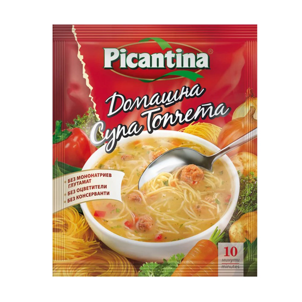 
Picantina Ready Made Meat Ball Chicken Flavor Instant Vegetable Soup for Sale 