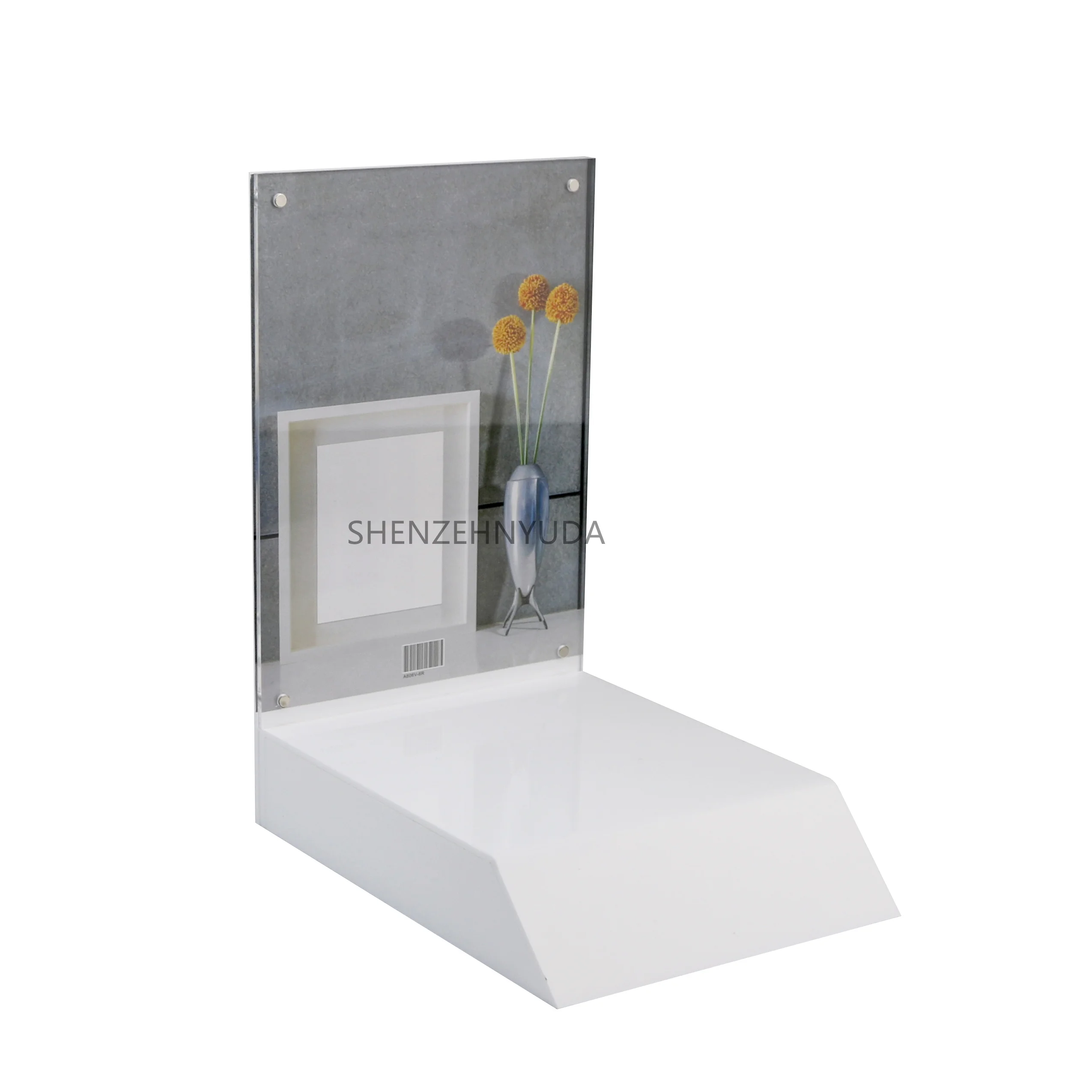 A5 Magnetic Pocket Perfume Bottle Retail Display Counter Top Cosmetic Fragrance Display White Acrylic Perfume Display Stand