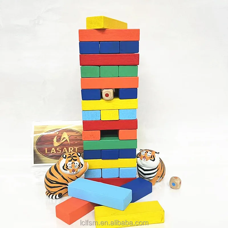 Islamic gifts Wooden Tower Building Blocks Rainbow Domino Stacker Board Game Folds High Montessori Educational Children Toys