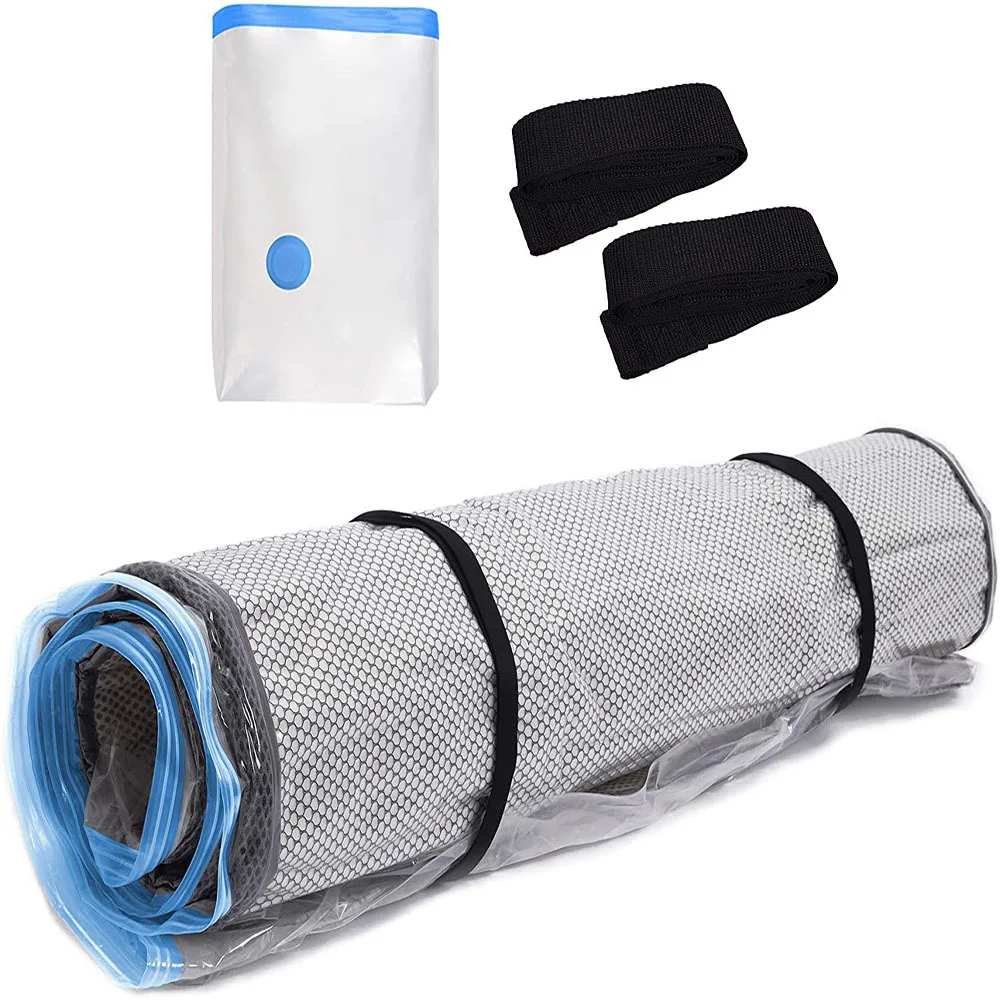 Foam Mattress Vacuum Bag with Blue Zipper Compression and Storage for Moving and Returns bag Vacuum Seal Mattress Bag with Strap