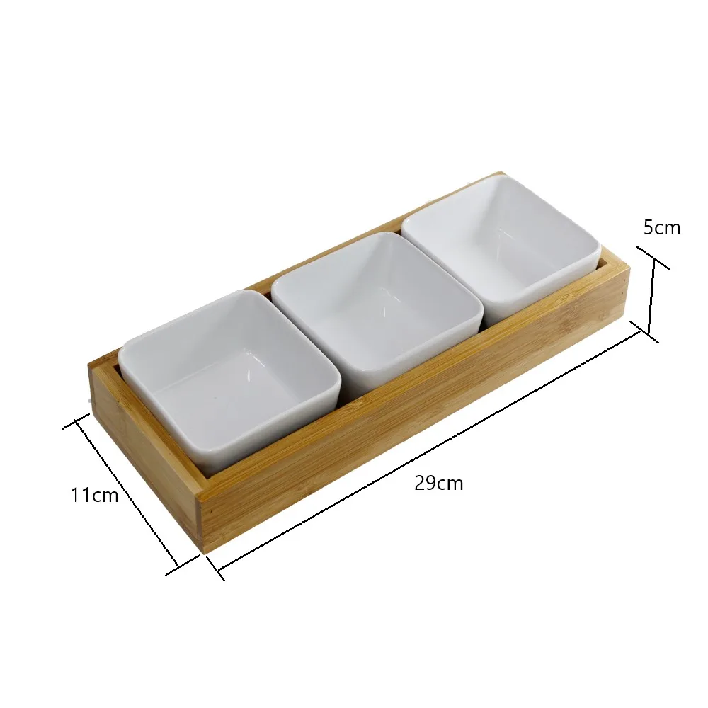 
Snack Serving Tray Container Removable Ceramic Bowls Ceramic Dry Fruit Snack Tray Set 