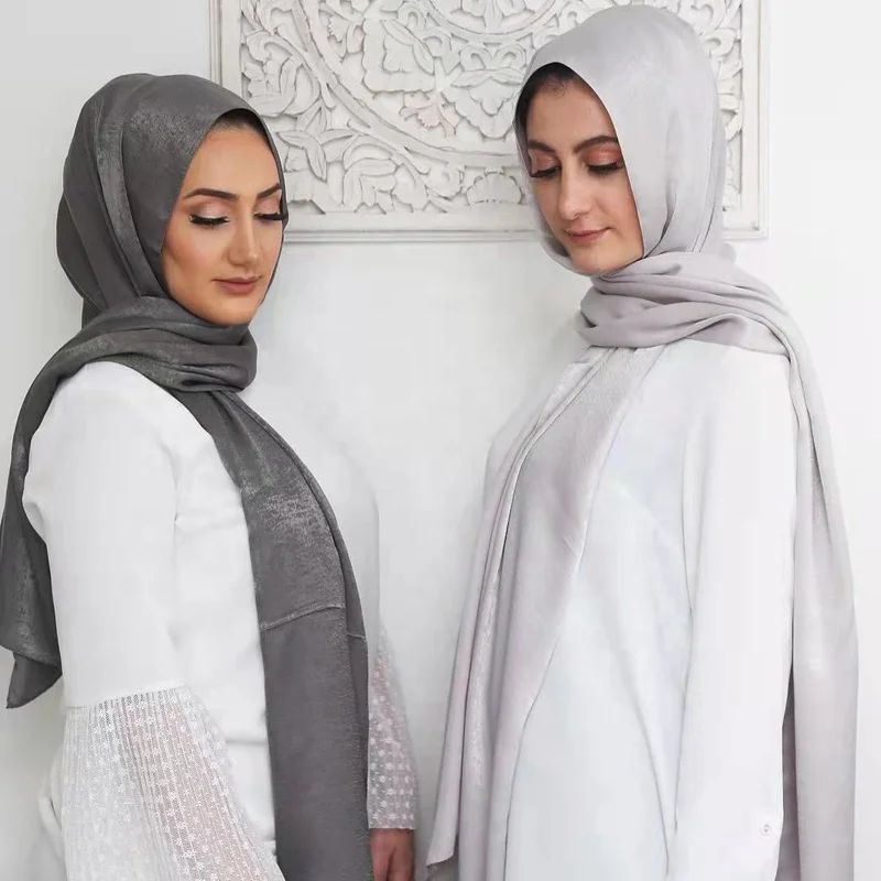 JYL Long Hijab 46 Colors Women Soft Velvet Satin Silk Shawl Beautiful Plain Colors Head Scarves