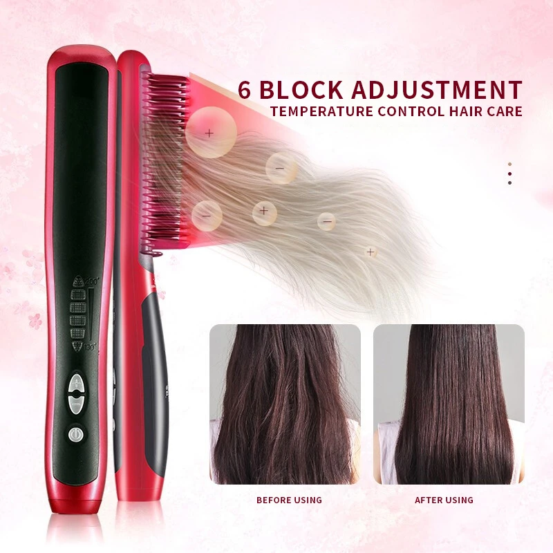 Professional portable cheap fast flat iron hair straightaener 2 in 1 Steam wireless mini hair Straightener comb For Daily Use