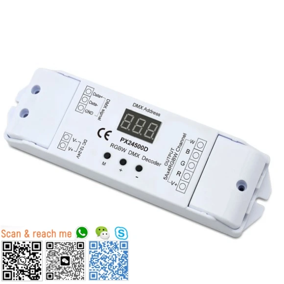 Euchips 240W 480W RGBW 4-Channel DMX LED Decoder led dimmer Controller 12v 24v DC Input DMX512 Controller