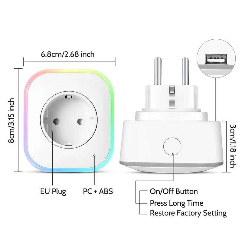 Alexa WIFI Smart APP Voice Timing Remote Control USB Switch EU Plug UK Plug LED Night Lights