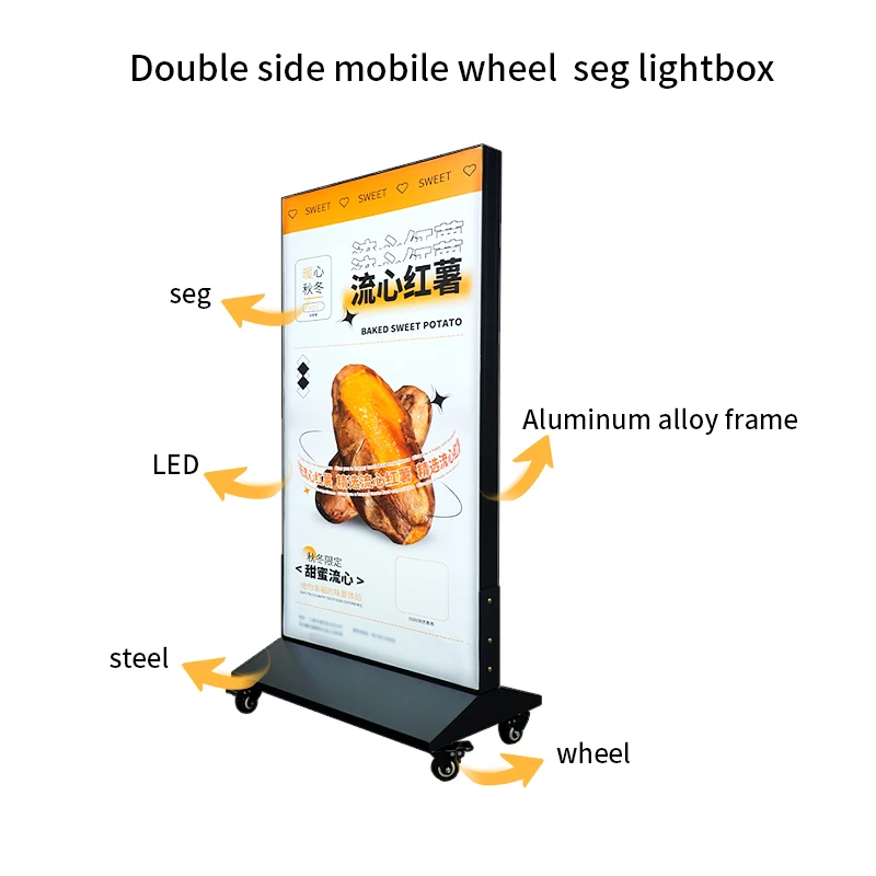 frameless lightbox aluminium textile colour light box stand pop up backlit light box