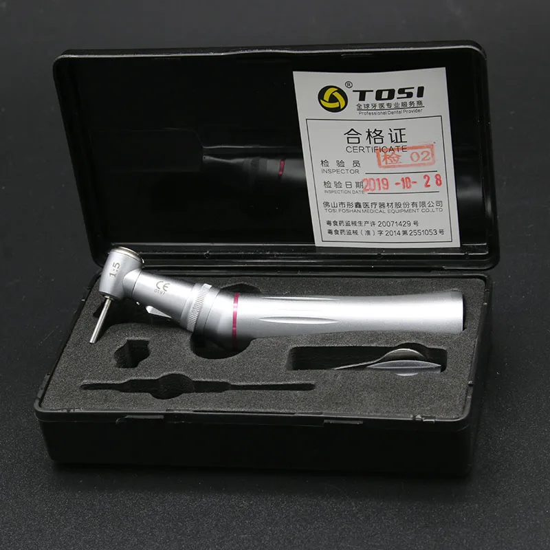 
TOSI Contra Angle 1:5 Ratio Increasing Speed Dental LED Handpiece Push Botton 200,000RPM Max torque 55N.cm Noise <50db 