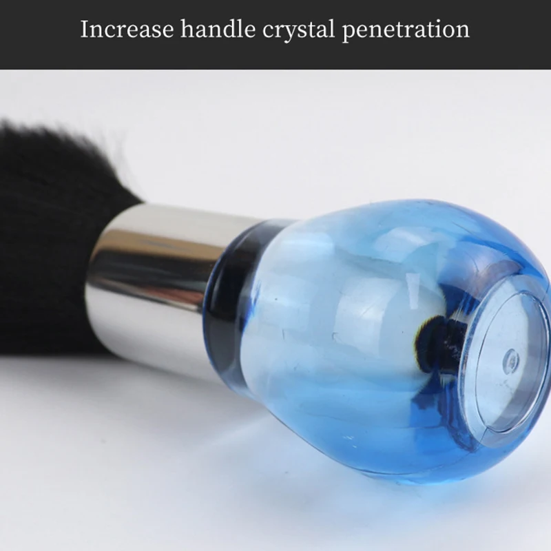 Customized Logo Barber Plastic Crystal Handle Soft Hair Cutting Cleaning Brush Neck Removal Duster Shaving Brush For Hairdresser