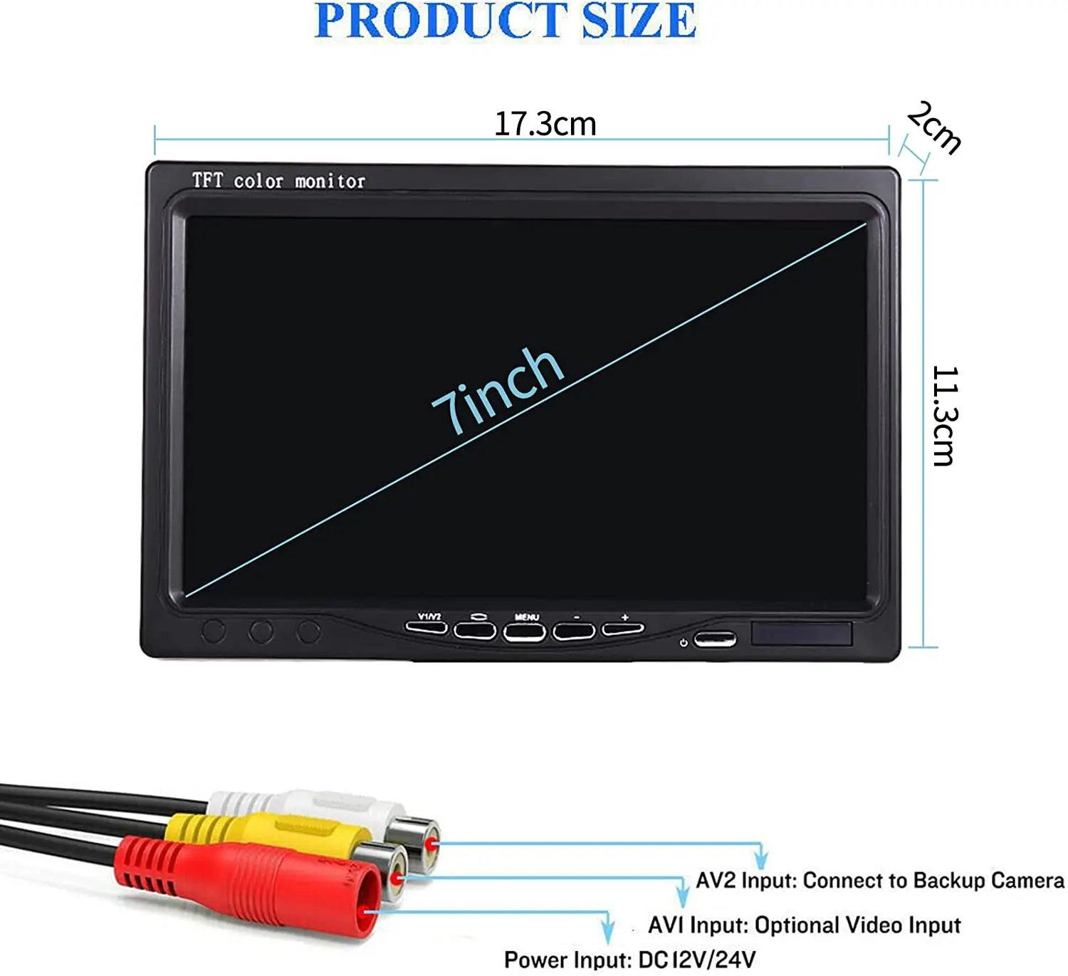 7 inch  car monitor screen reverse Vehicle monitors with one reversing camera for car monitor for auto Truck RV