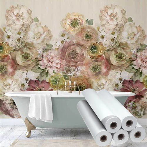 High quality eco-solvent fabric with grey adhesive matte polyester waterproof inkjet canvas fabric roll