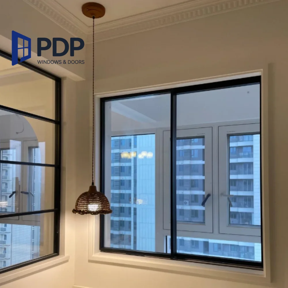 Modern European French Sustainable Steel Wood Construction Energy Efficient Bedroom Solution Double Sliding Windows