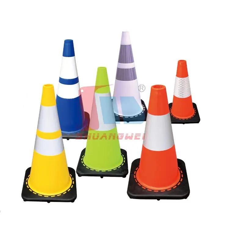 UV Resistant High Reflection Parking Lot Driveway 450mm PVCTraffic Safety Road Warning Plastic Cone With Reflective Films