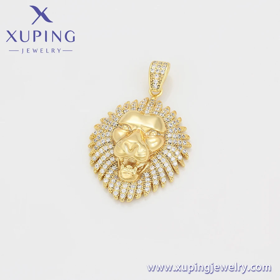 X000024736 xuping jewelry Fashion Domineering King of the Forest Lion with Diamonds 14k Gold Plated Versatile Pendant