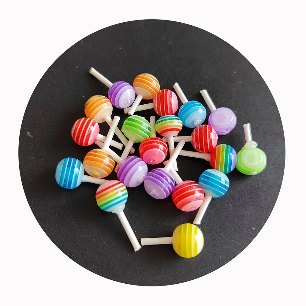 Resin Lollipop 3 D Charms Striped Candy Rhinestone Nail Art Decoration Sweets Manicure Accessories for Nails