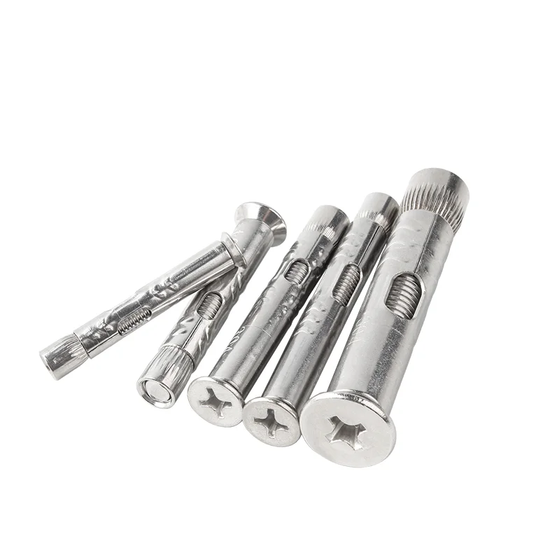 stainless steel 304 316 cross recessed flat head expansion bolt door window built in sleeve anchor
